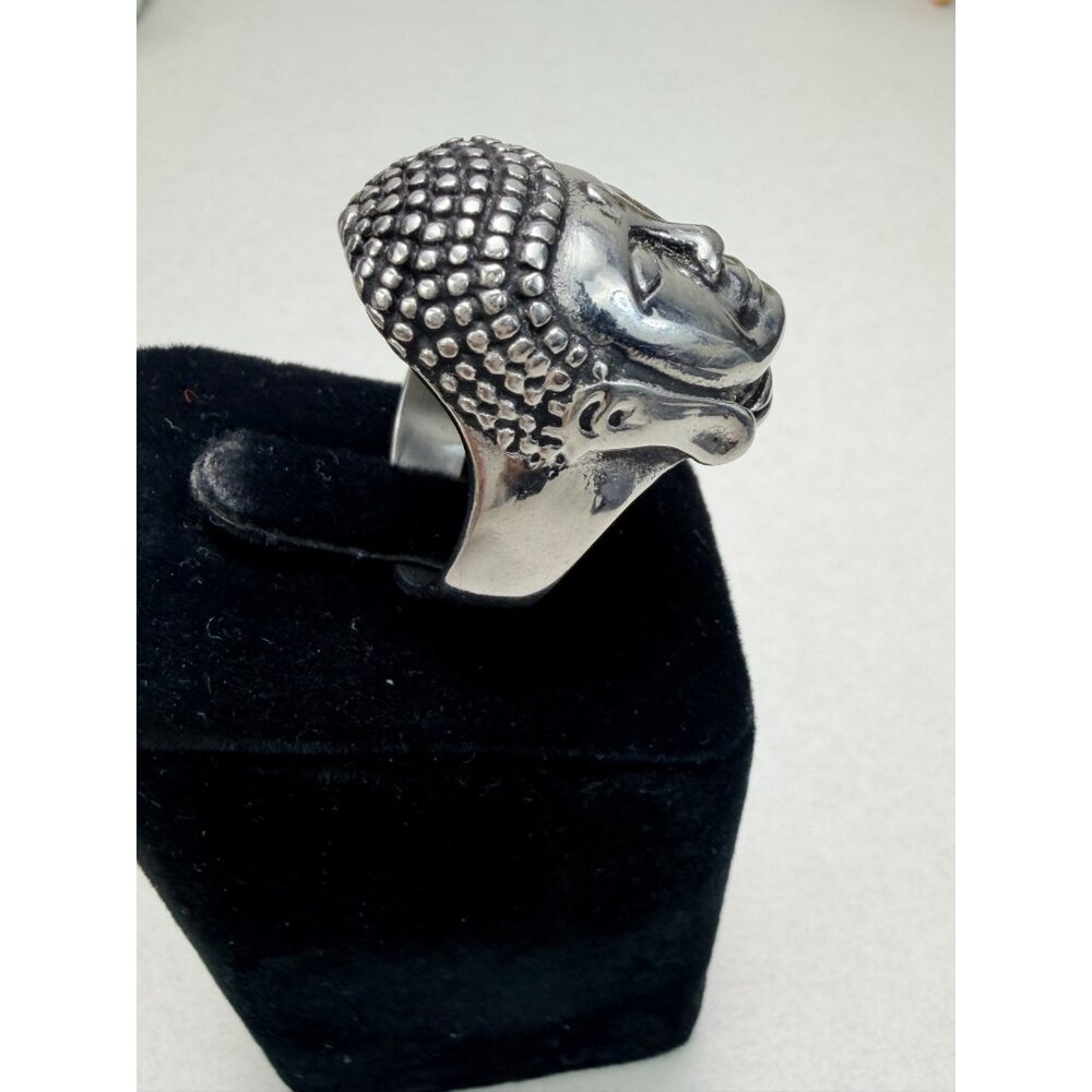 Stainless Steel Buddha Head Ring Meditation Spiritual Style Size 13.5 - Picture 3 of 10